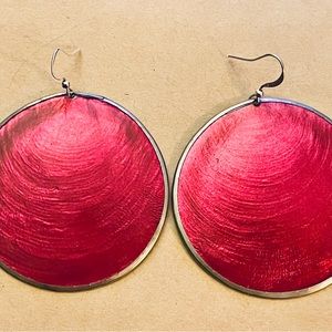 Capiz Shell Earrings by Culture Mix - Magenta Pink (Large)